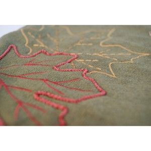 Set of 4 Sonoma Life+Style Placemats Autumn Leaves Faux Suede Embroidered